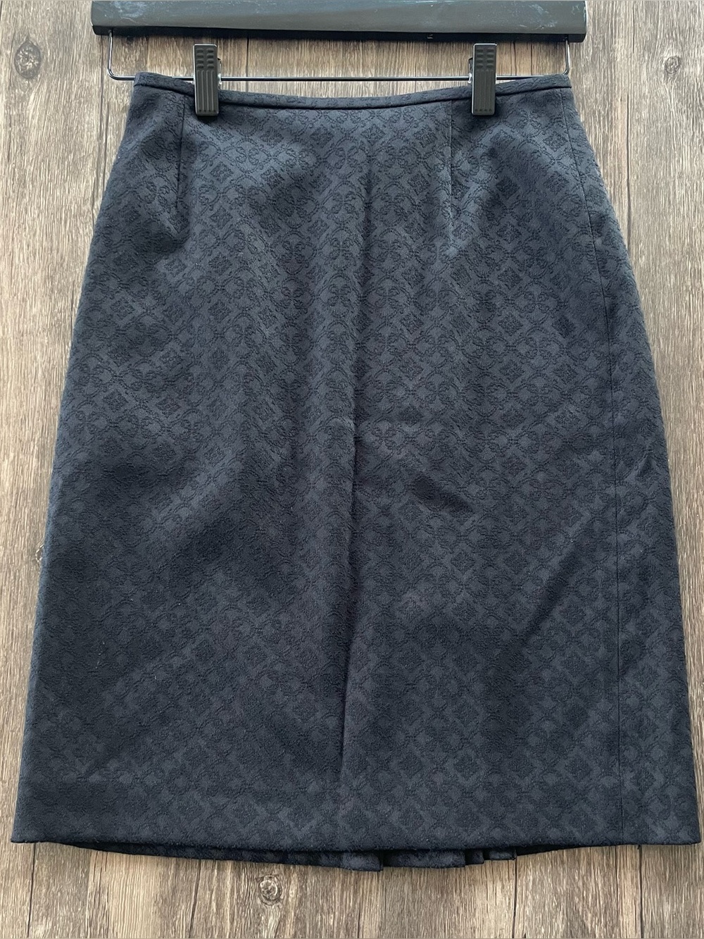 Classic Black Textured Pencil Skirt